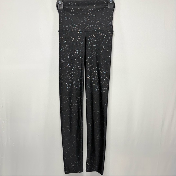 High Waist Metallic Splatter Star Emily Hsu Designs Black Leggings XS - Picture 2 of 8